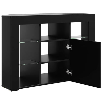 Corner LED TV Cabinet 100x40x68cm Black Engineered Wood