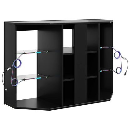 Corner LED TV Cabinet 100x40x68cm Black Engineered Wood