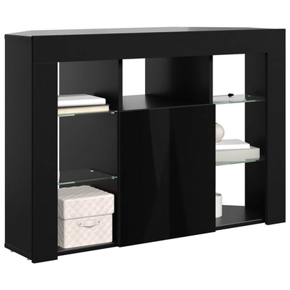 Corner LED TV Cabinet 100x40x68cm Black Engineered Wood