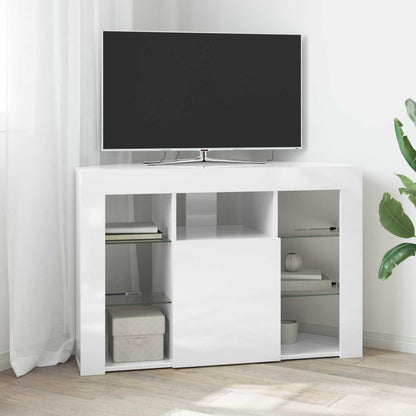 Corner LED TV Cabinet 100x40x68cm High gloss White