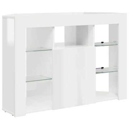 Corner LED TV Cabinet Wall-mounted High gloss White 100x40x68cm