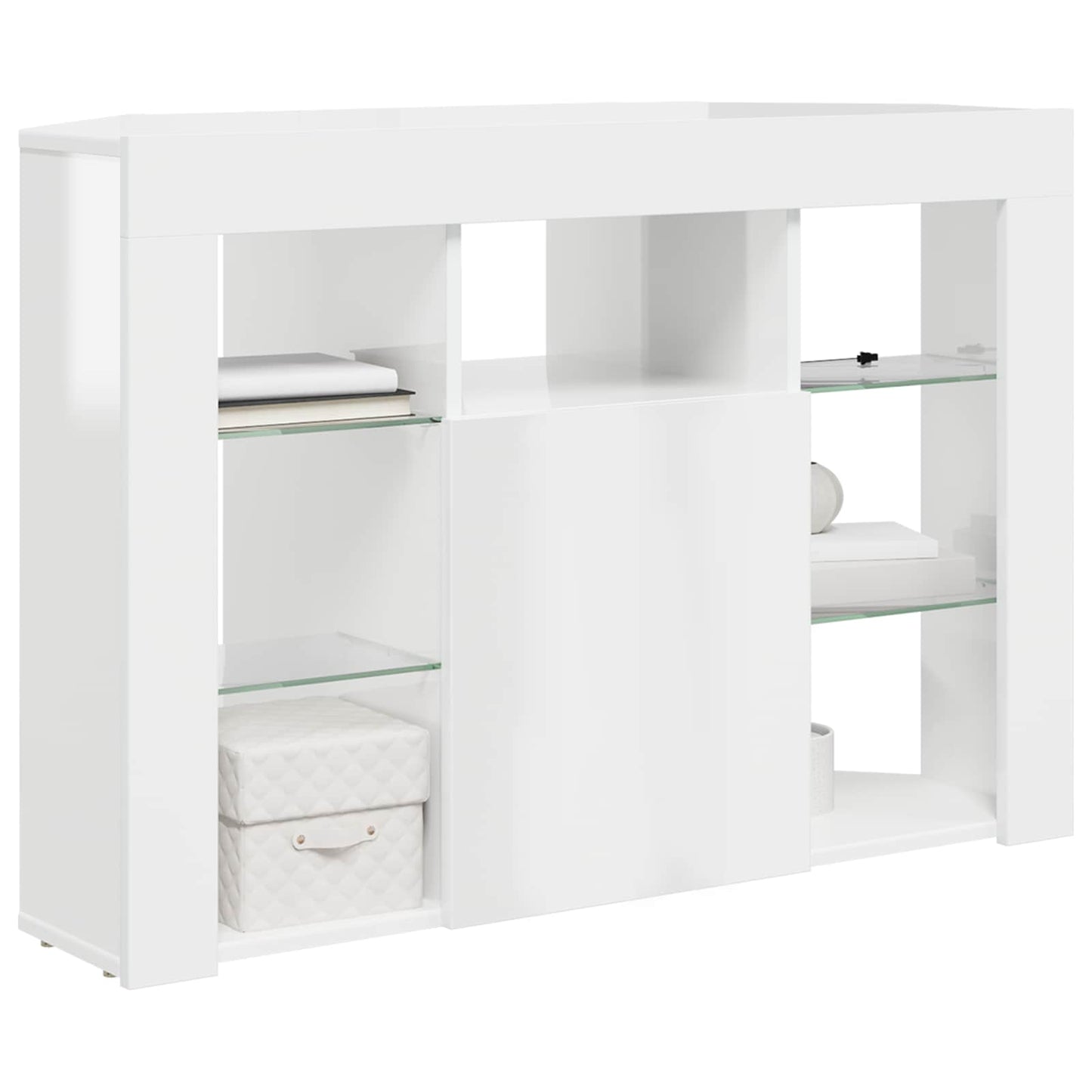 Corner LED TV Cabinet 100x40x68cm High gloss White