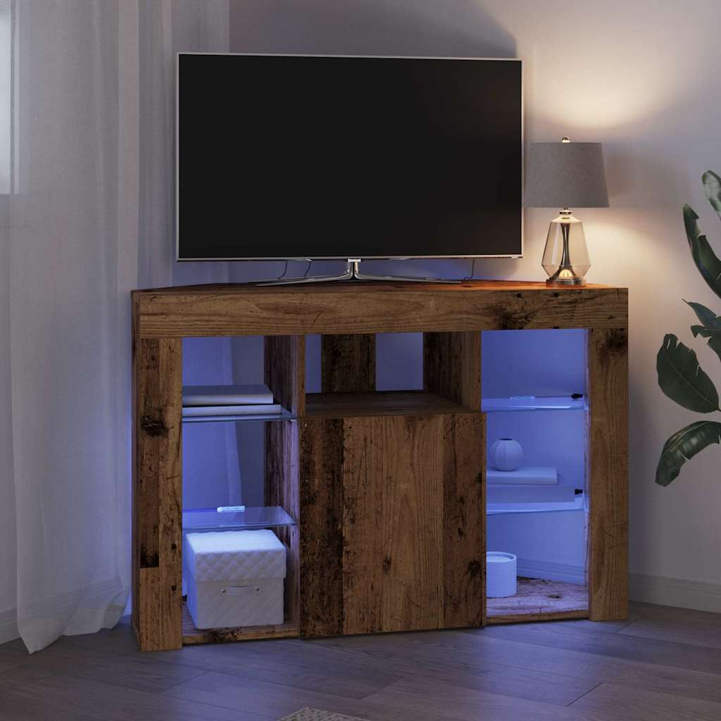 Corner LED TV Cabinet 100x40x68cm Old Wood Engineered Wood