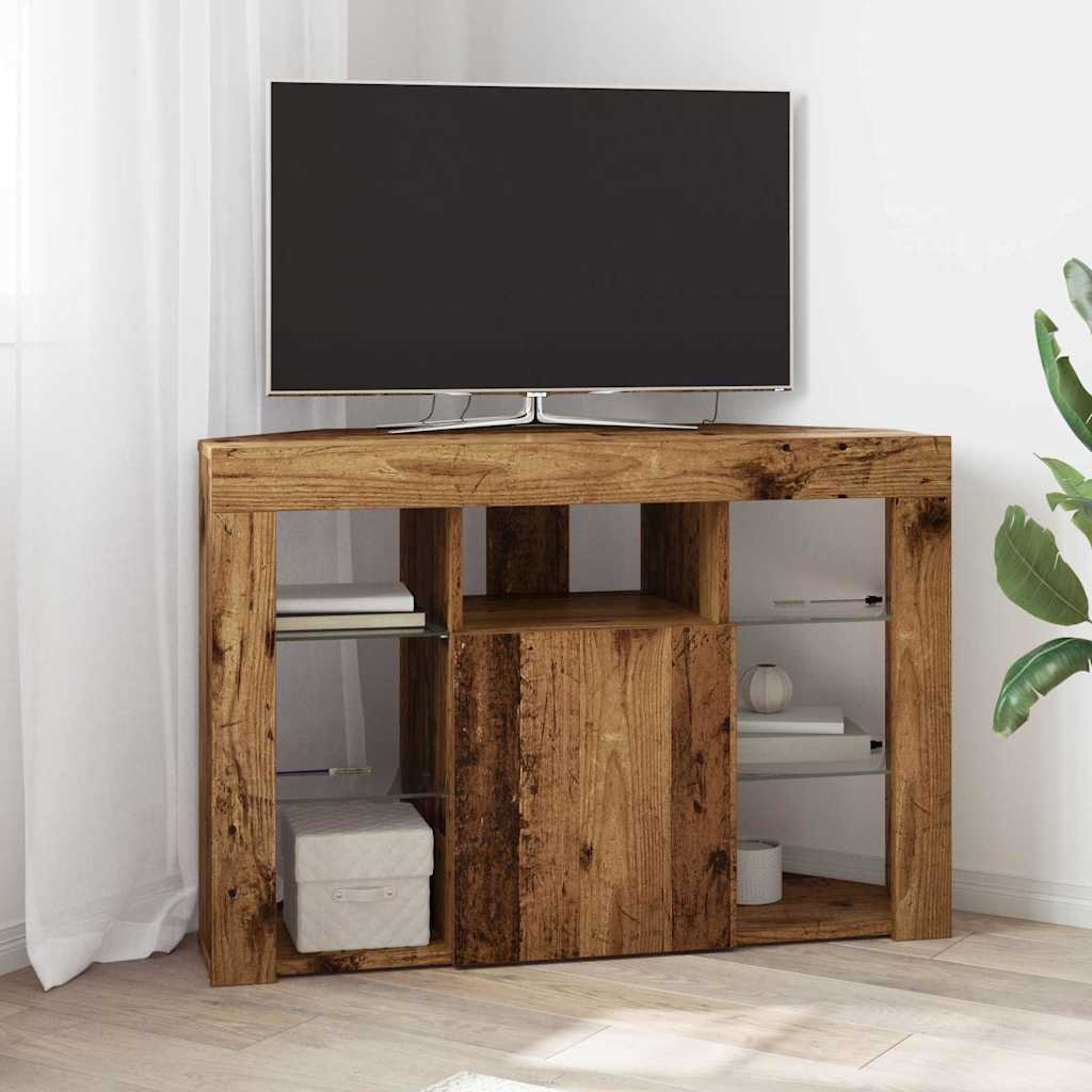 Corner LED TV Cabinet 100x40x68cm Old Wood Engineered Wood