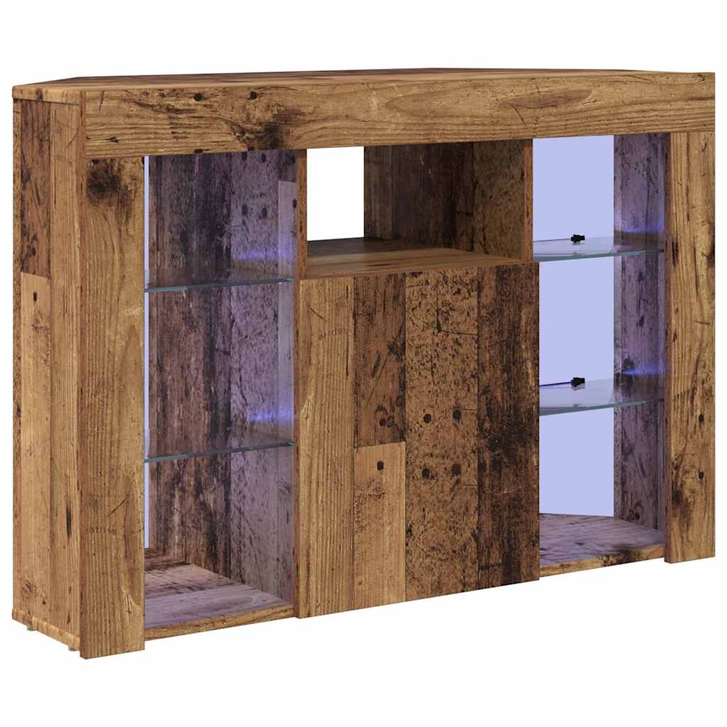 Corner LED TV Cabinet 100x40x68cm Old Wood Engineered Wood