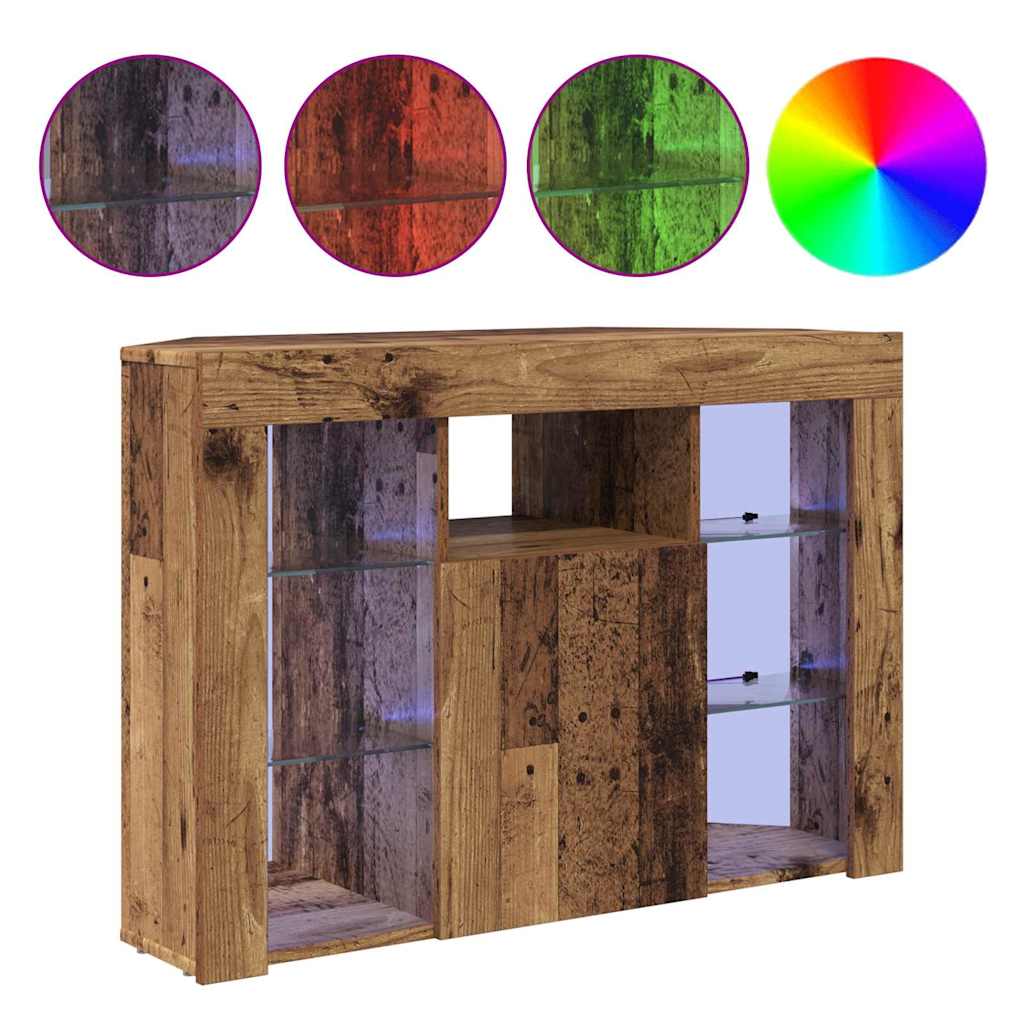 Corner LED TV Cabinet 100x40x68cm Old Wood Engineered Wood