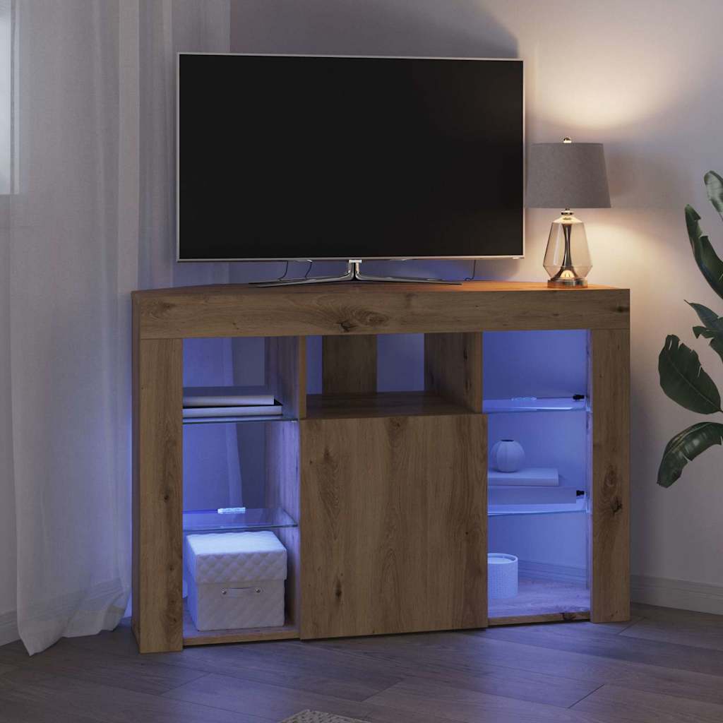 Corner LED TV Cabinet 100x40x68cm Artisan Oak Engineered Wood