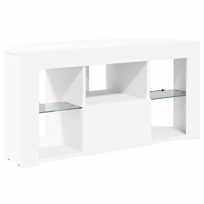Corner LED TV Cabinet White 100 x 40 x 50 cm Engineered Wood