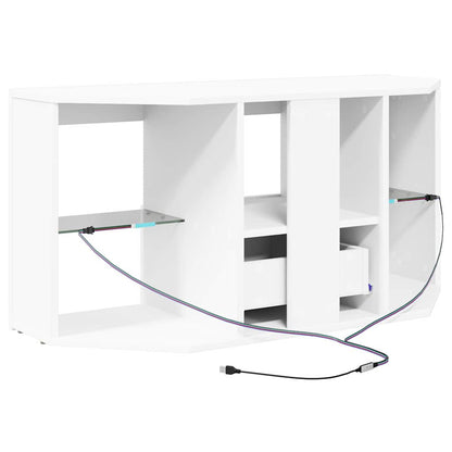 Corner LED TV Cabinet White 100 x 40 x 50 cm Engineered Wood