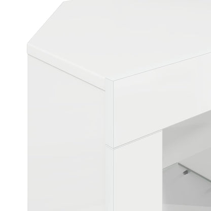 Corner LED TV Cabinet High gloss White 100 x 40 x 50 cm