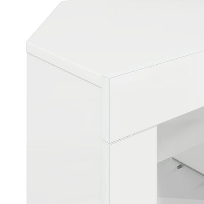 Corner LED TV Cabinet High gloss White 100 x 40 x 50 cm