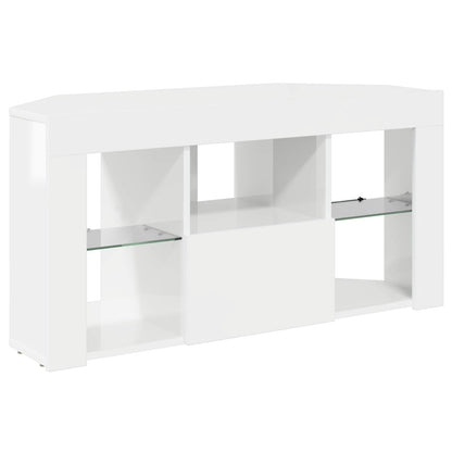 Corner LED TV Cabinet High gloss White 100 x 40 x 50 cm