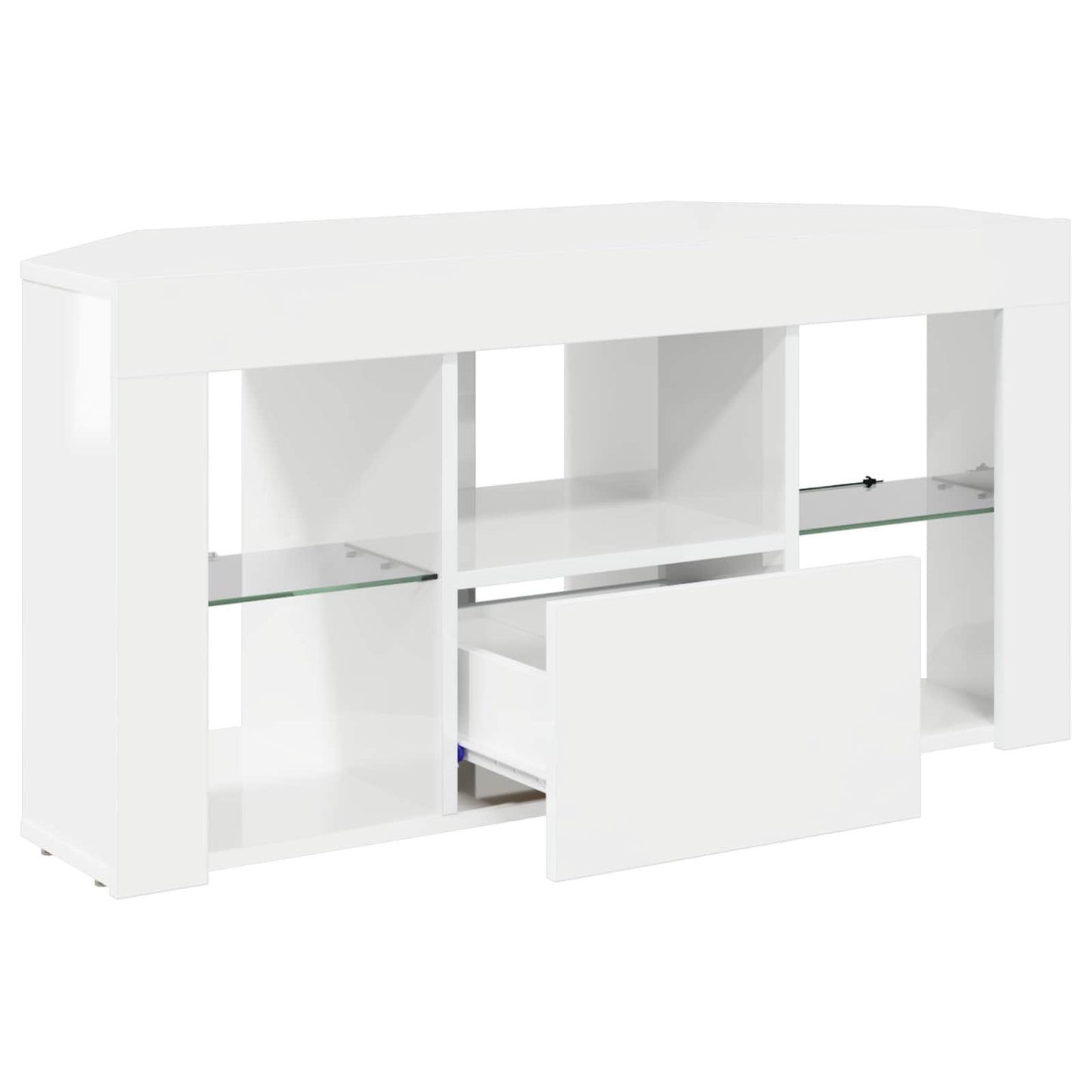 Corner LED TV Cabinet High gloss White 100 x 40 x 50 cm