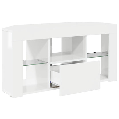 Corner LED TV Cabinet High gloss White 100 x 40 x 50 cm