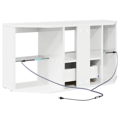 Corner LED TV Cabinet High gloss White 100 x 40 x 50 cm
