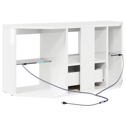 Corner LED TV Cabinet High gloss White 100 x 40 x 50 cm