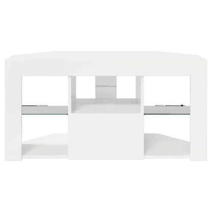 Corner LED TV Cabinet High gloss White 100 x 40 x 50 cm