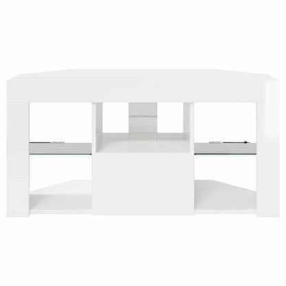 Corner LED TV Cabinet High gloss White 100 x 40 x 50 cm