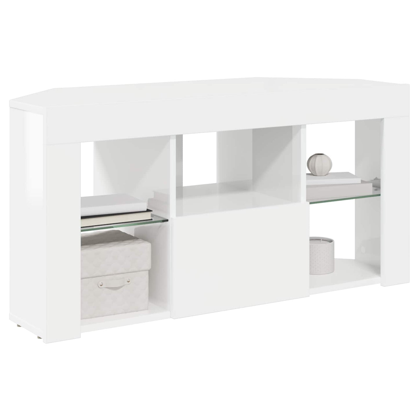 Corner LED TV Cabinet High gloss White 100 x 40 x 50 cm