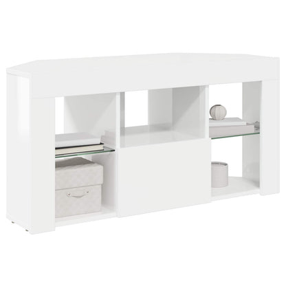 Corner LED TV Cabinet High gloss White 100 x 40 x 50 cm