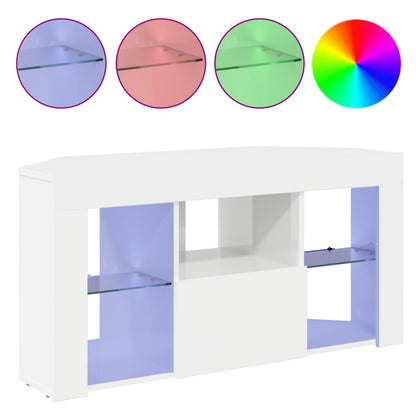Corner LED TV Cabinet High gloss White 100 x 40 x 50 cm