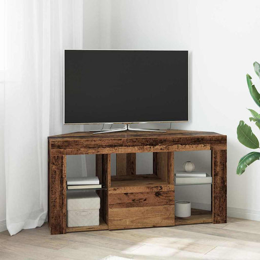 Corner LED TV Cabinet 100 x 40 x 50 cm Old Wood Engineered Wood