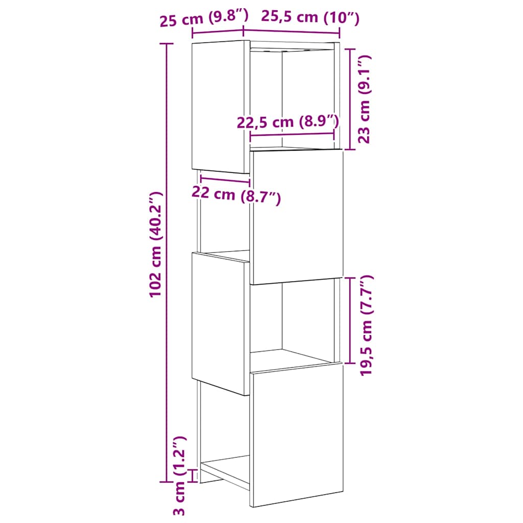Corner Cabinet 25.5x25x102cm Engineered Wood Old Wood