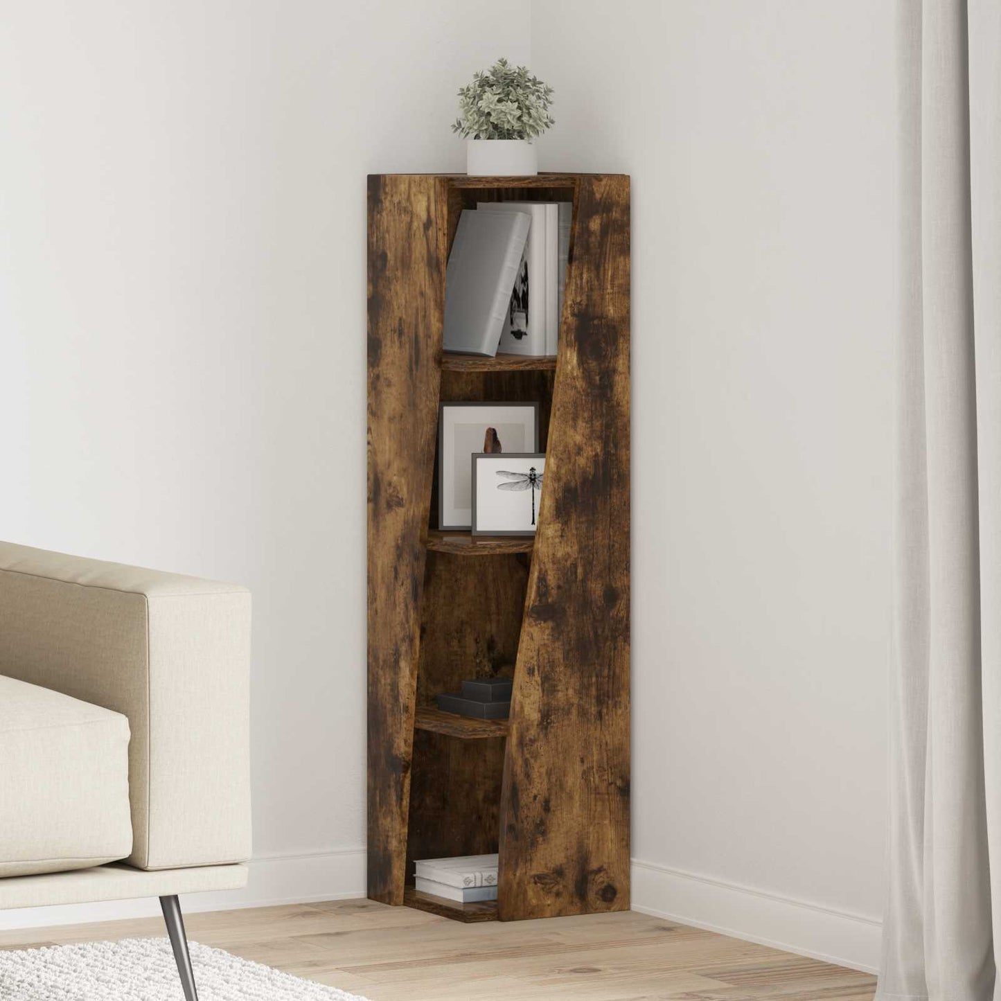Corner Cabinet Smoked Oak 27.5x27x102cm Engineered Wood