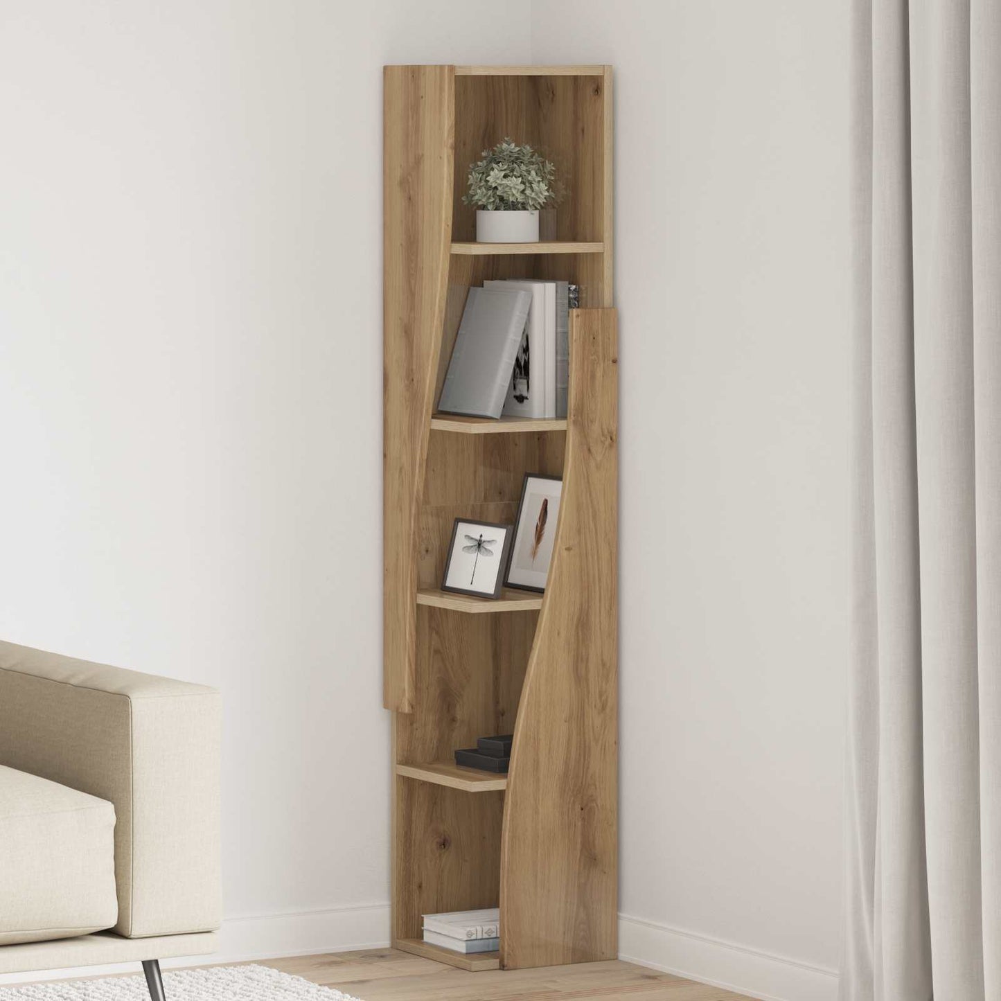 Corner Cabinet 27.5x27x140cm Engineered Wood Artisan Oak