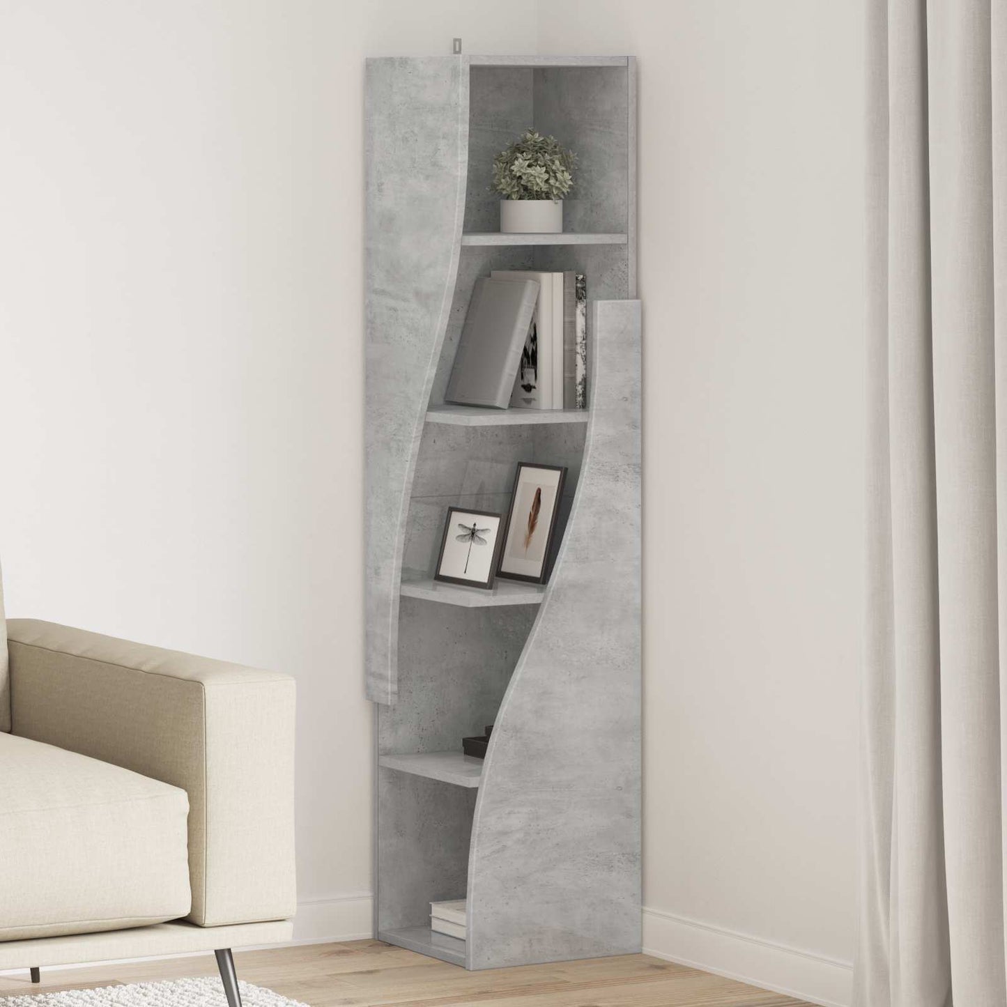 Corner Cabinet 32x32x140cm Engineered Wood Concrete Grey