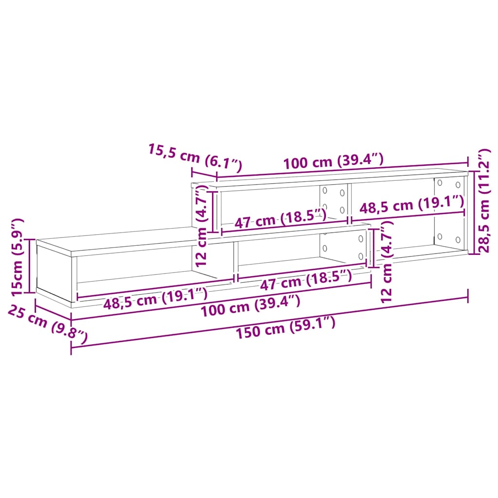 Wall TV Stand 150 x 25 x 28.5 cm Engineered Wood