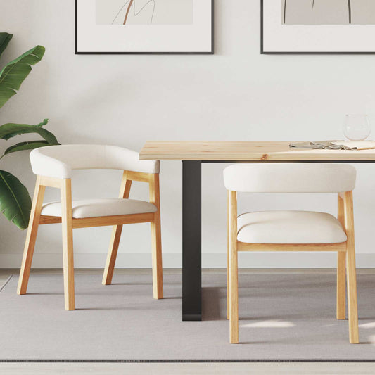Dining Chairs 2 pcs Natural 54 x 57 x 73 cm Solid Rubber Wood