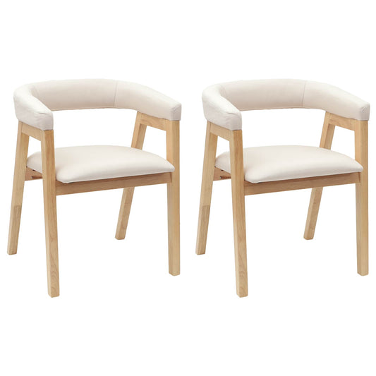 Dining Chairs 2 pcs Natural 54 x 57 x 73 cm Solid Rubber Wood