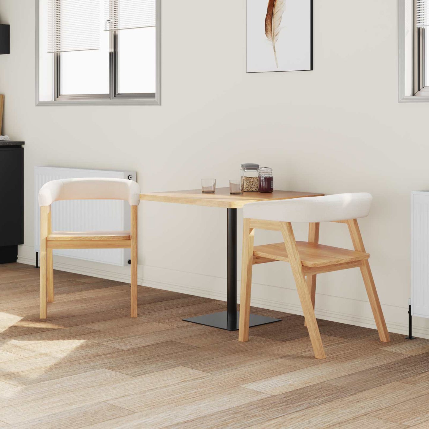 Dining Chairs 2 pcs Natural 54 x 57 x 73 cm Solid Rubber Wood
