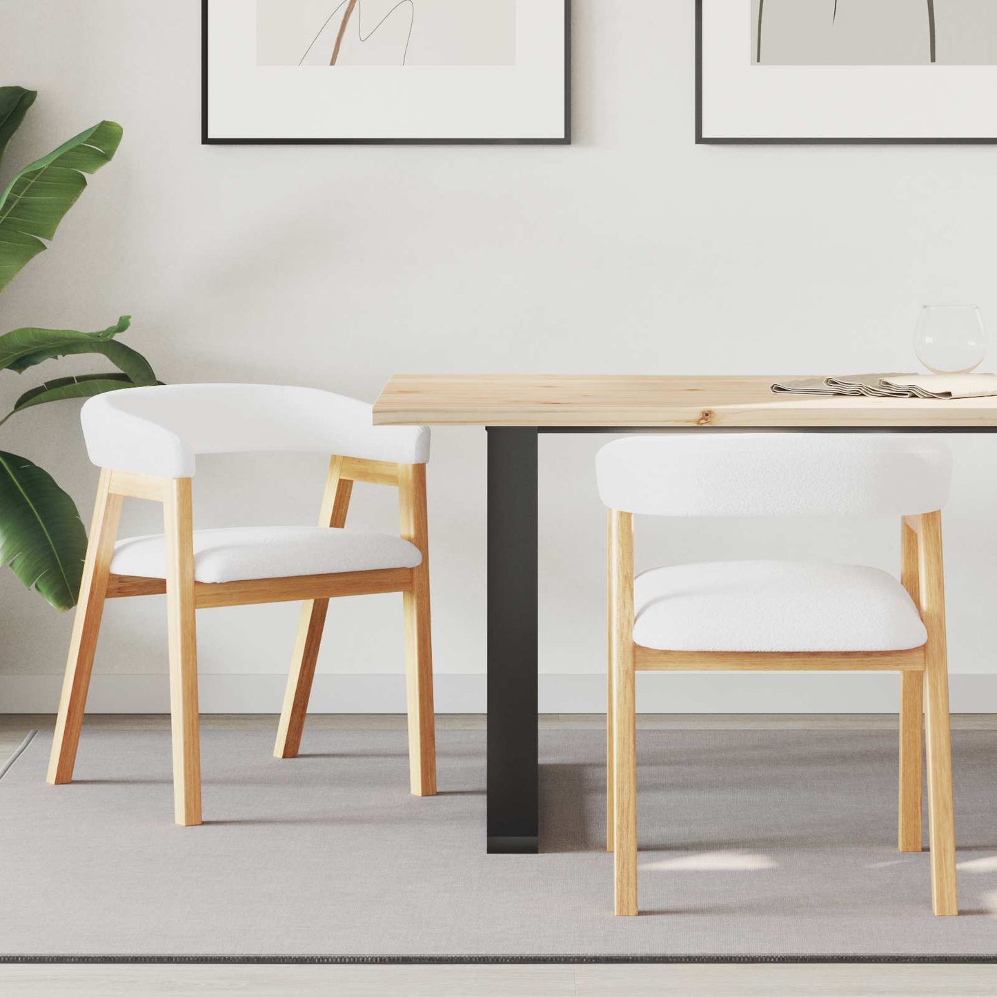 Dining Chairs 2 pcs Natural 54 x 57 x 73 cm Solid Rubber Wood