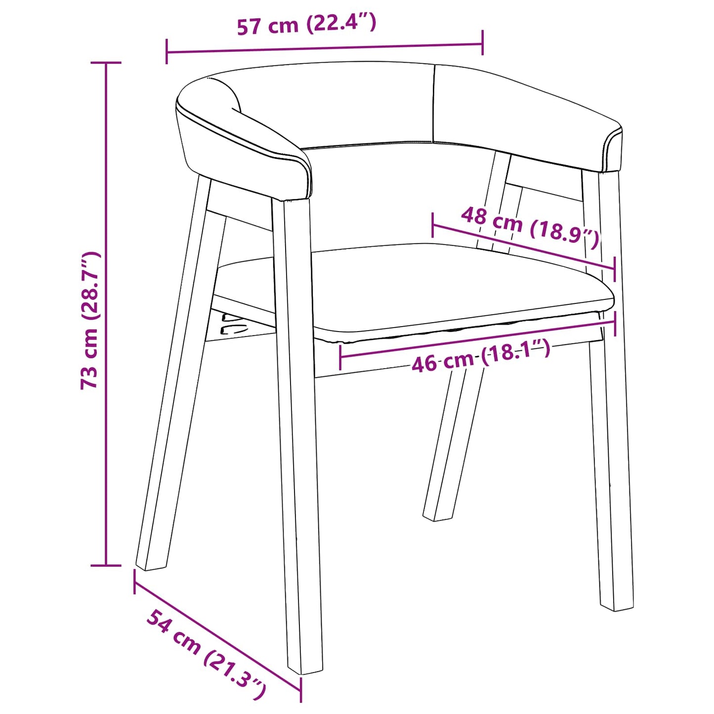 Dining Chairs 2 pcs Natural 54 x 57 x 73 cm Solid Rubber Wood