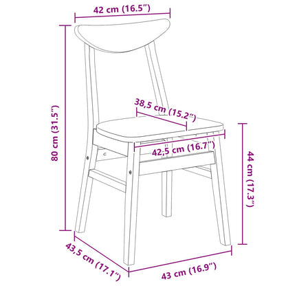Dining Chairs 2 pcs Natural 42 x 47.5 x 81 cm Solid Rubber Wood