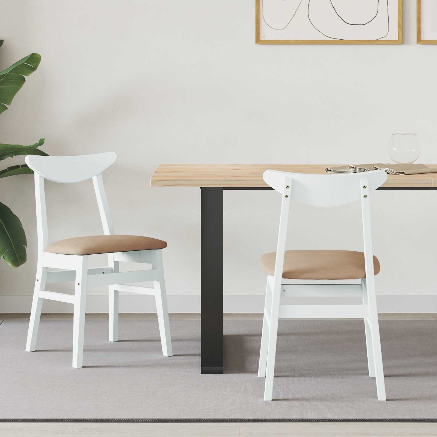 Dining Chairs 2 pcs White 42 x 47.5 x 81 cm Solid Rubber Wood