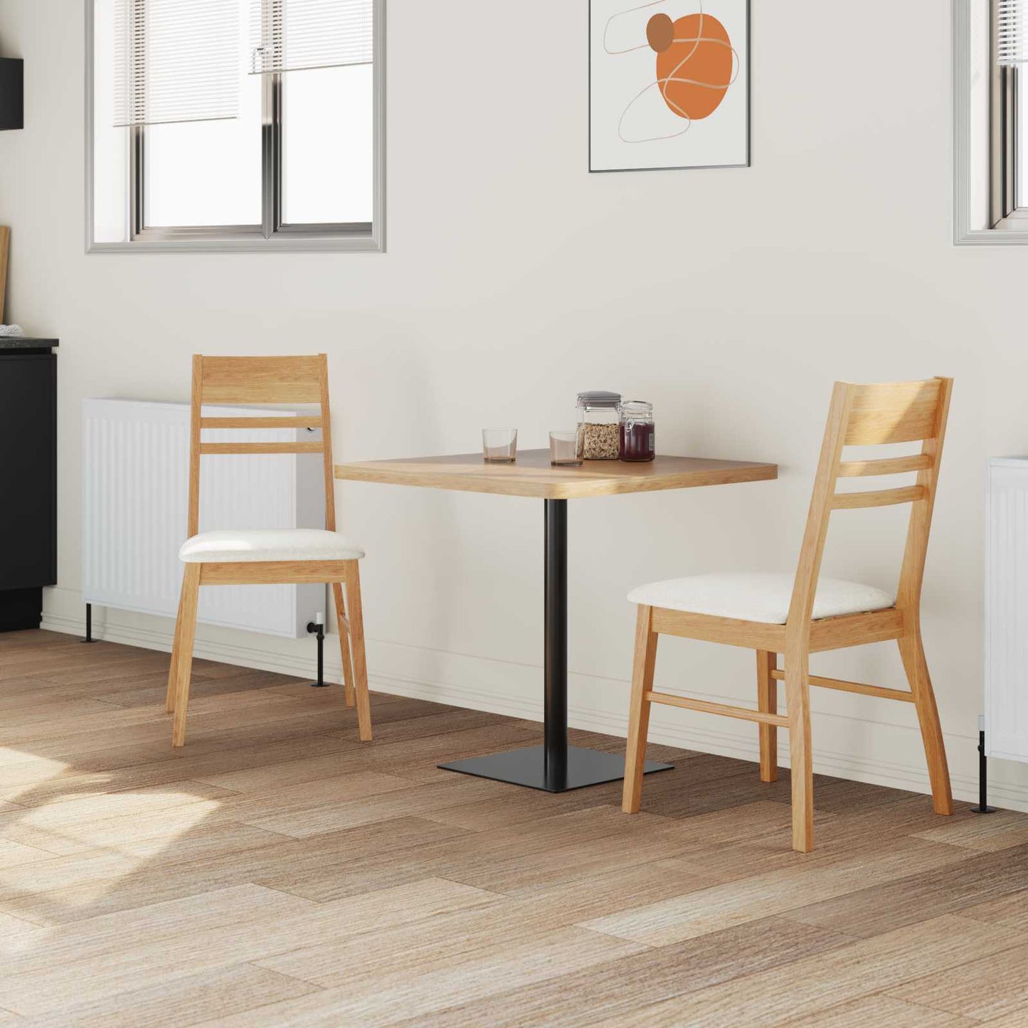 Dining Chairs 2 pcs Natural 43 x 54 x 89 cm Solid Rubber Wood