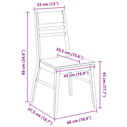 Dining Chairs 2 pcs White 43 x 54 x 89 cm Solid Rubber Wood