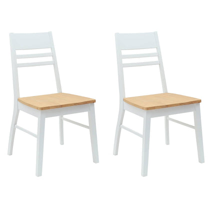 Dining Chairs 2 pcs White 43 x 54 x 89 cm Solid Rubber Wood