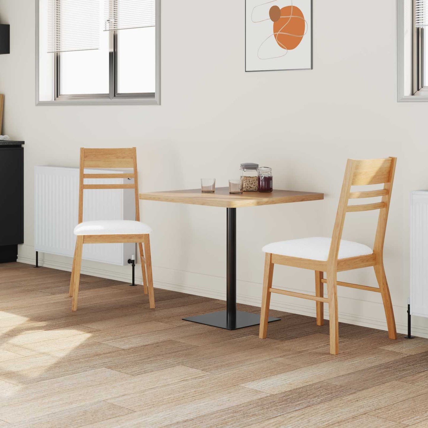 Dining Chairs 2 pcs Natural 43 x 54 x 89 cm Solid Rubber Wood