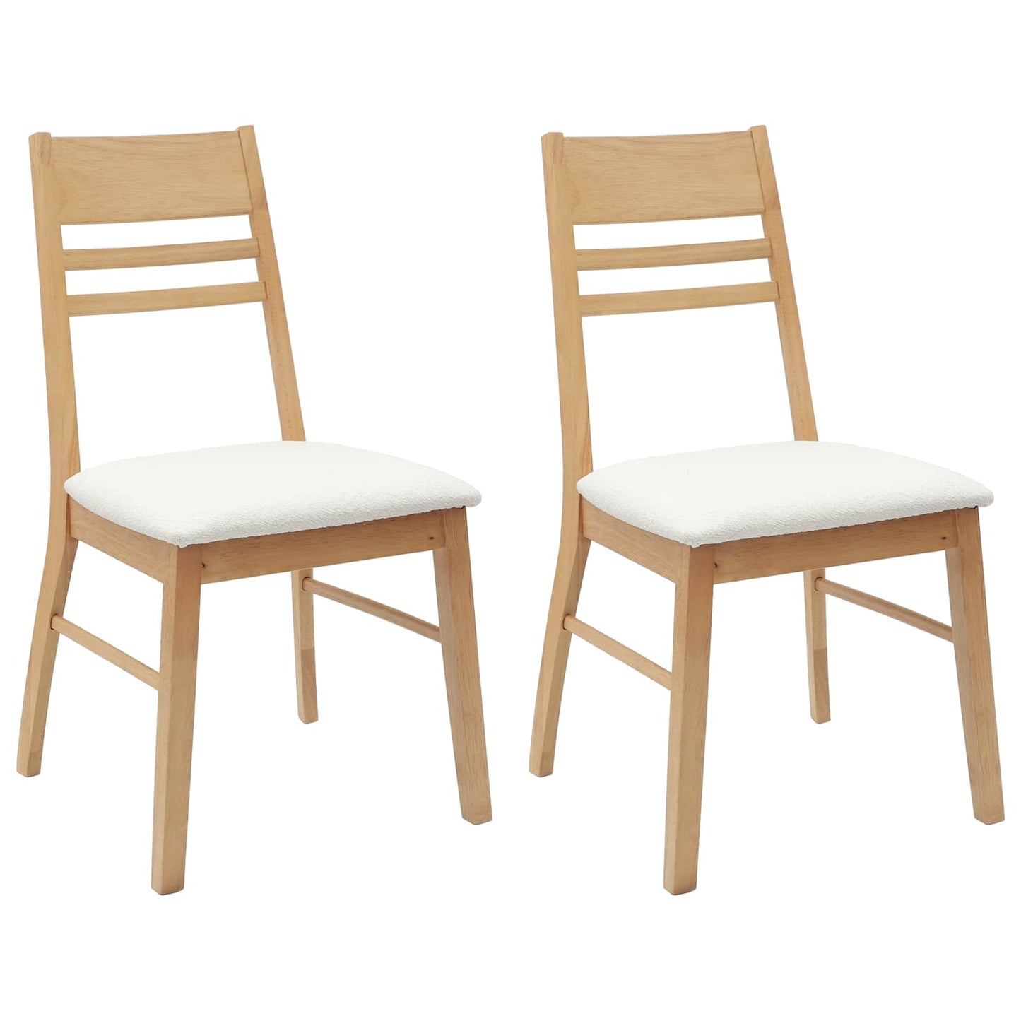Dining Chairs 2 pcs Natural 43 x 54 x 89 cm Solid Rubber Wood