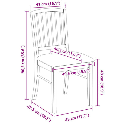 Dining Chairs 2 pcs Natural 50 x 52.5 x 91 cm Solid Rubber Wood