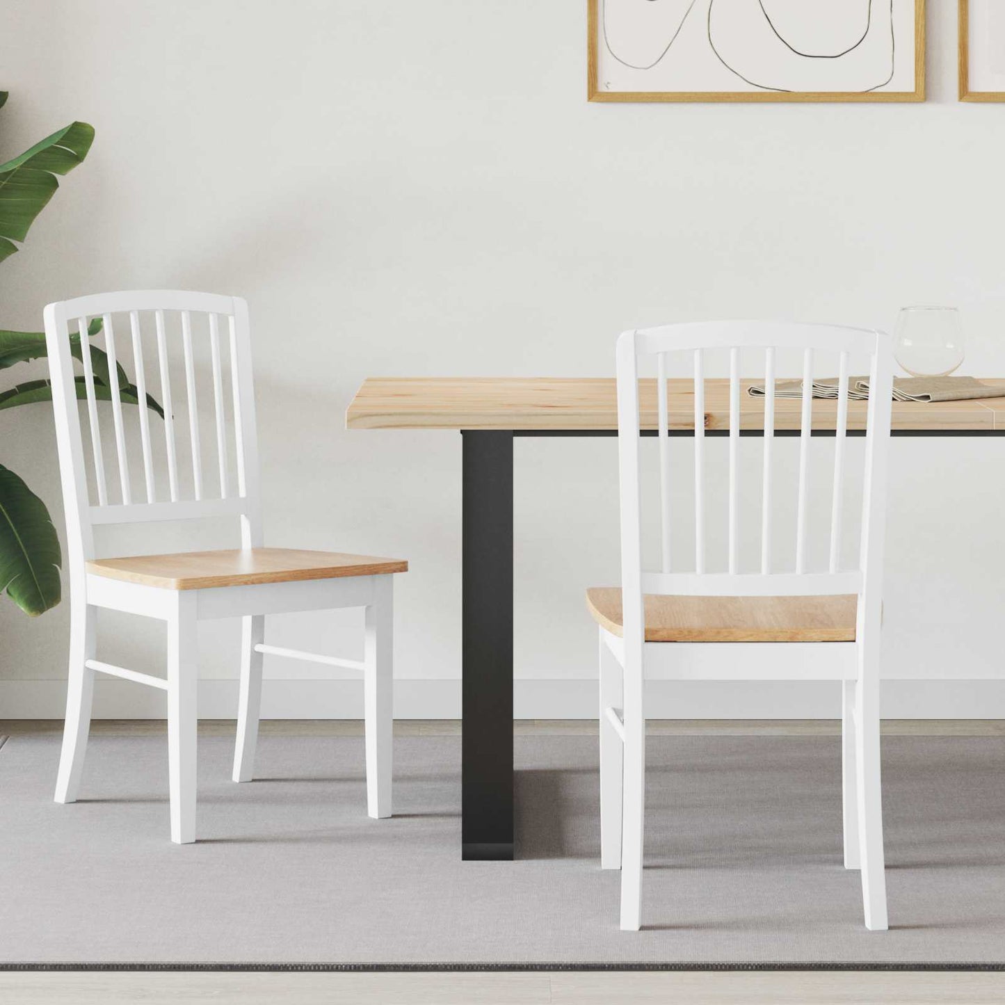 Dining Chairs 2 pcs White 50 x 52.5 x 91 cm Solid Rubber Wood