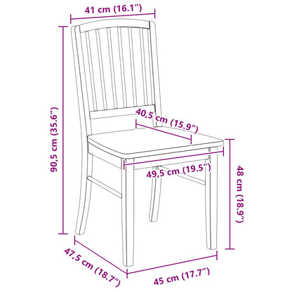 Dining Chairs 2 pcs Natural 50 x 52.5 x 91 cm Solid Rubber Wood