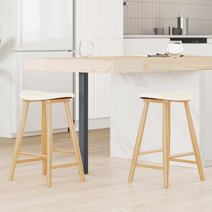 Dining Chairs 2 pcs Natural 46 x 37 x 63 cm Solid Rubber Wood