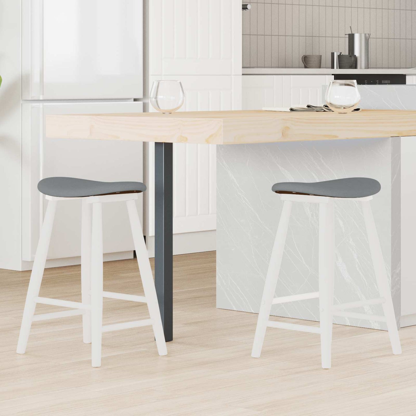 Dining Chairs 2 pcs White 46 x 37 x 63 cm Solid Rubber Wood