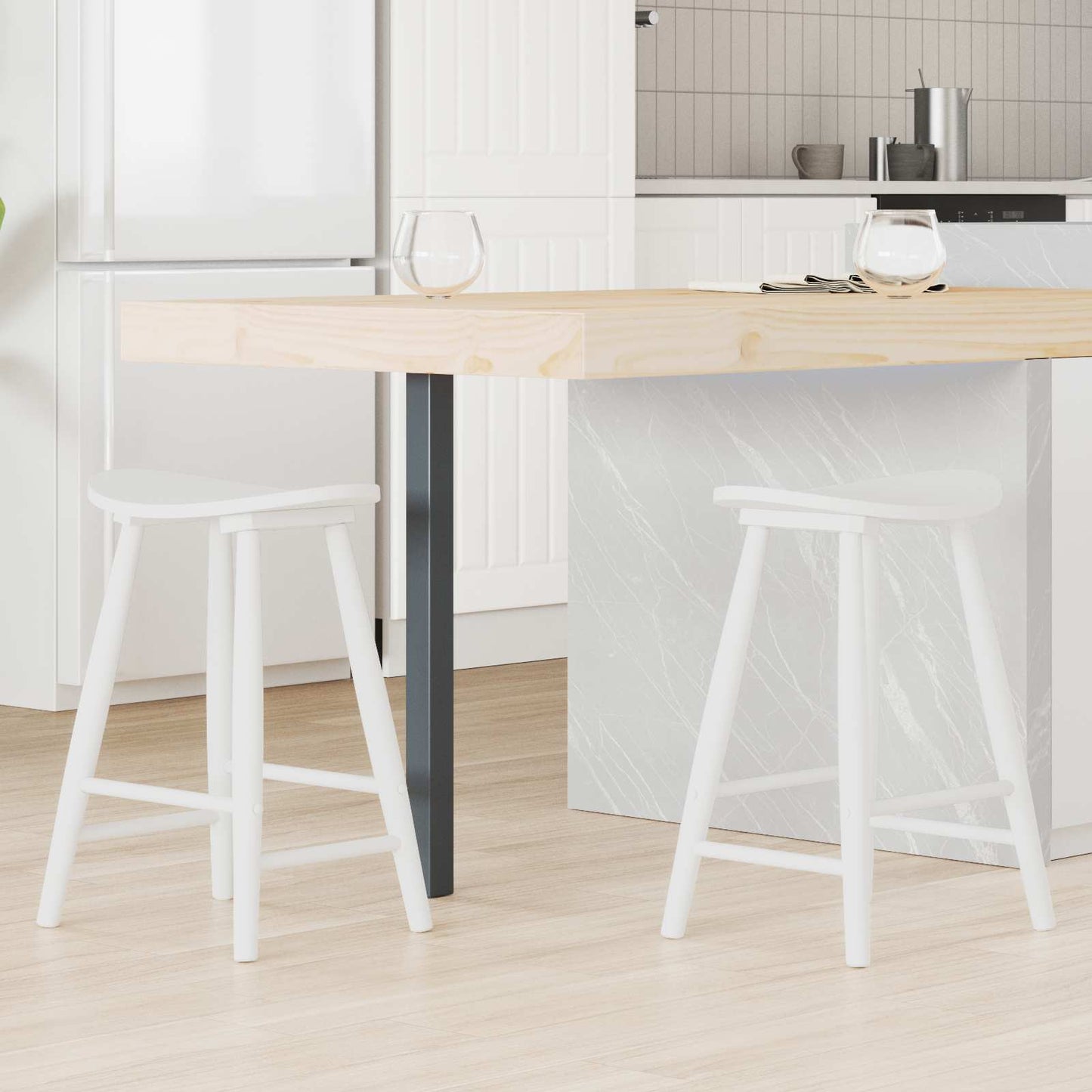 Dining Chairs 2 pcs White 46 x 37 x 63 cm Solid Rubber Wood