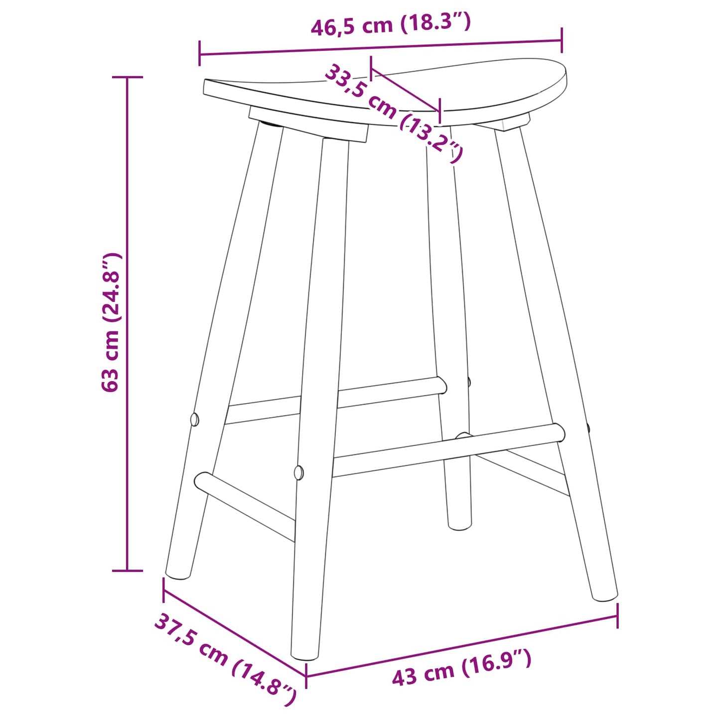 Dining Chairs 2 pcs White 46 x 37 x 63 cm Solid Rubber Wood